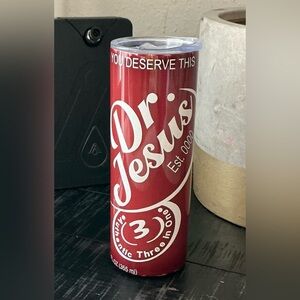 Red can Dr Pepper print Dr Jesus Beverage custom handmade size 20oz